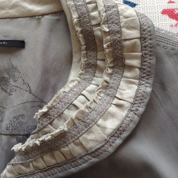 Ellie Tahari Pewter Grey Leather Jacket - Picture 2 of 8